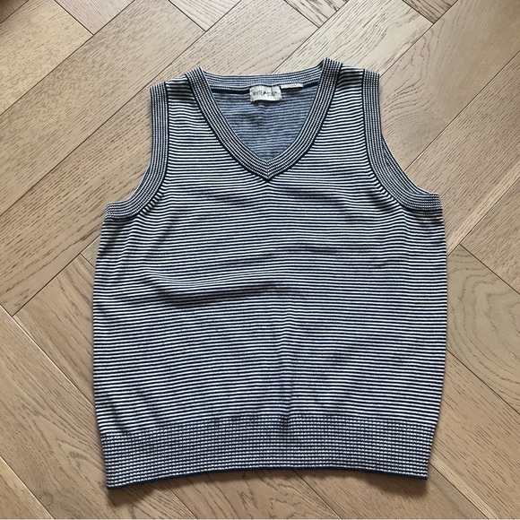 Vintage Navy Blue and White Sweater Vest - Picture 1 of 5